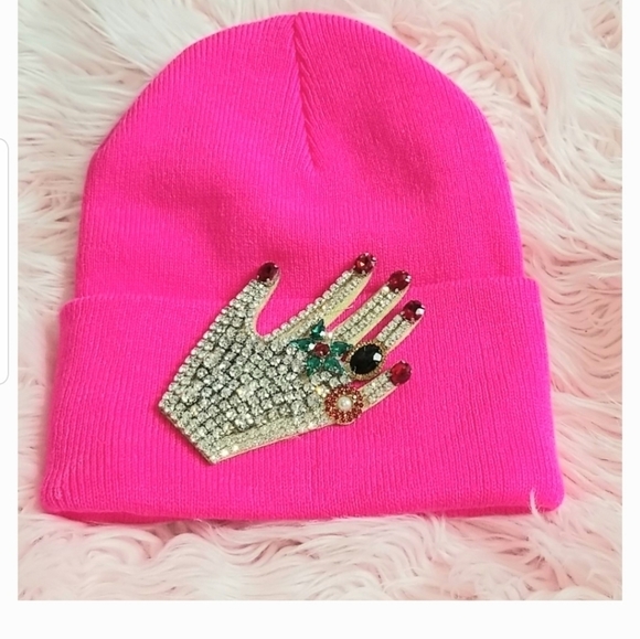 Neon pink bling hat - Picture 1 of 4
